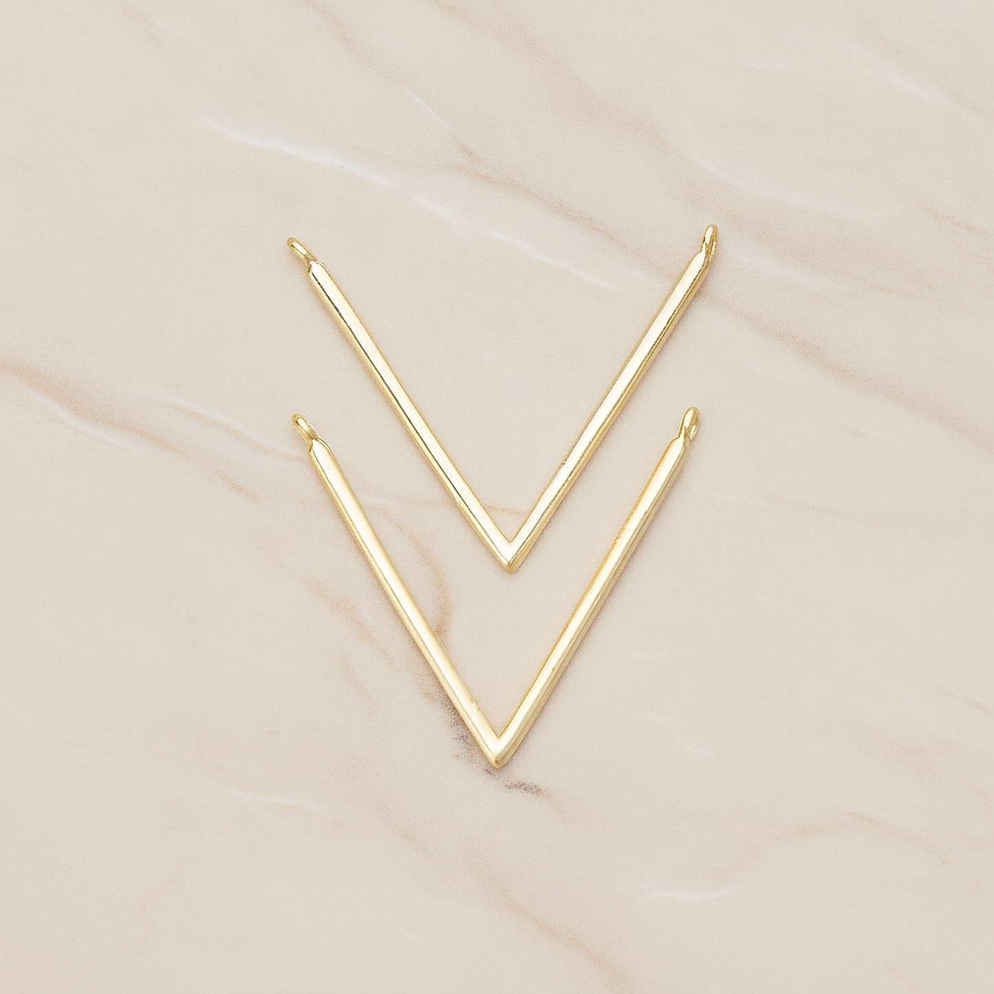 Round Tube V Shaped Pendant, 2 Pc on warm marble background (PD.1359)