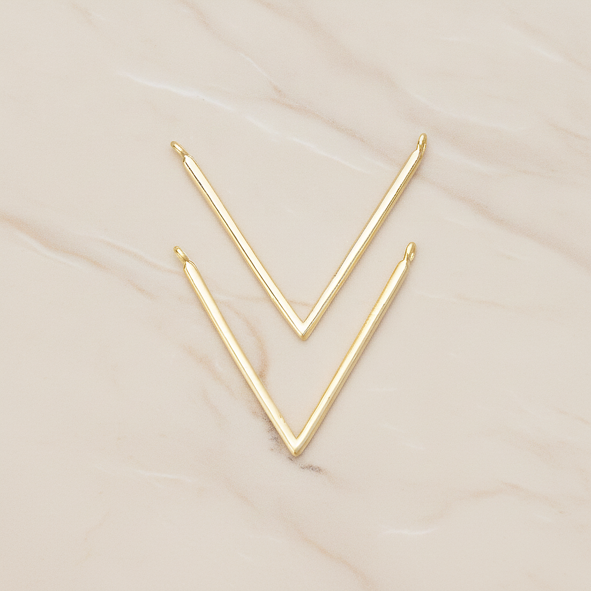 Round Tube V Shaped Pendant, 2 Pc on warm marble background (PD.1359)