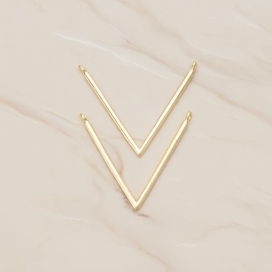 Round Tube V Shaped Pendant, 2 Pc on warm marble background (PD.1359)