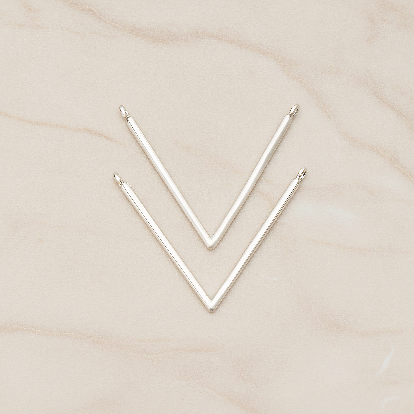 Round Tube V Shaped Pendant, 2 Pc on warm marble background (PD.1359)