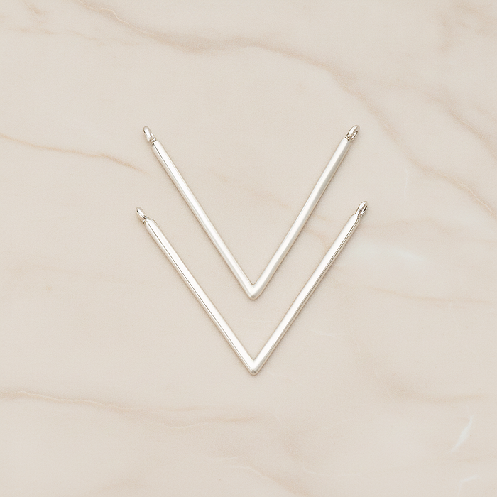Round Tube V Shaped Pendant, 2 Pc on warm marble background (PD.1359)