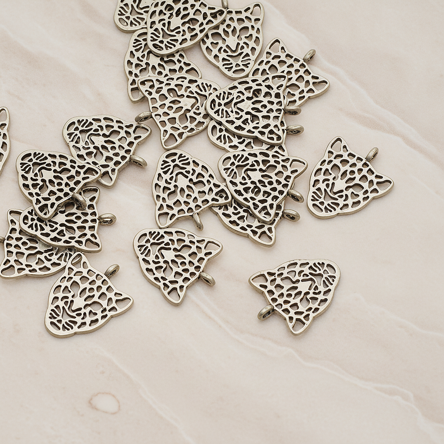 Leopard Mask Pendant, 2 Pc on warm marble background (PD.1369)