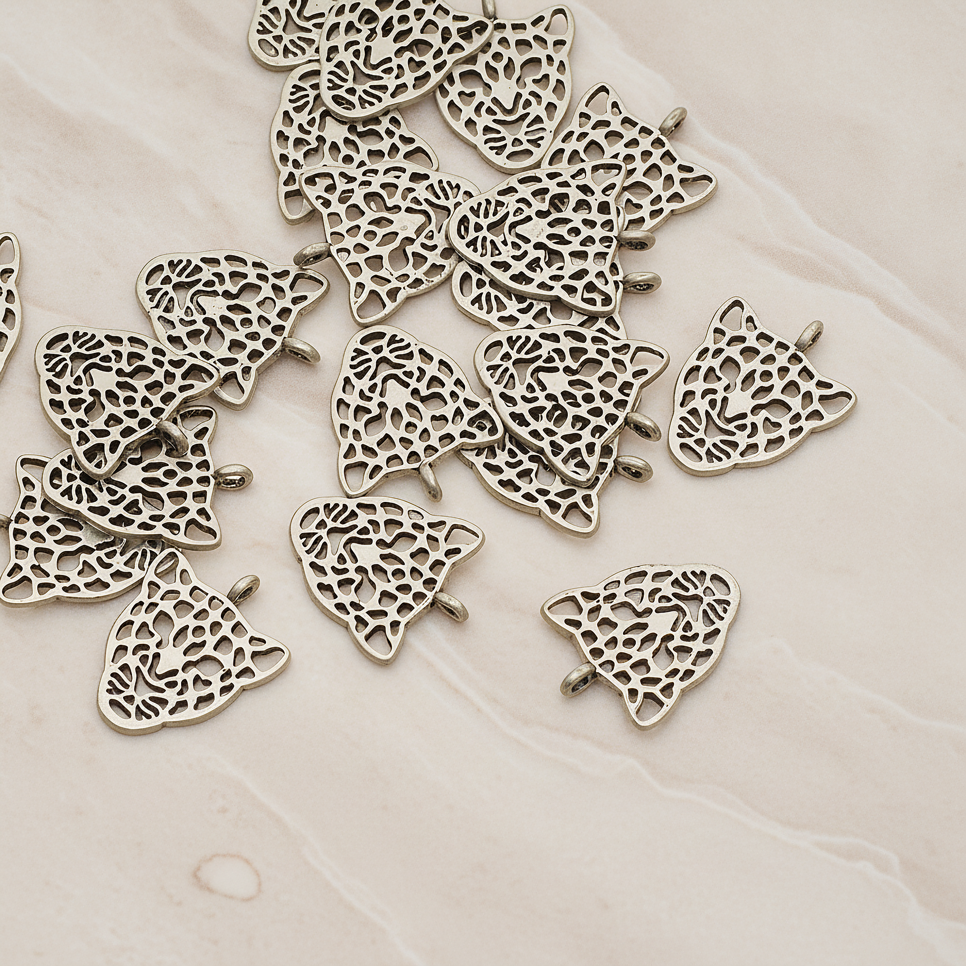 Leopard Mask Pendant, 2 Pc on warm marble background (PD.1369)