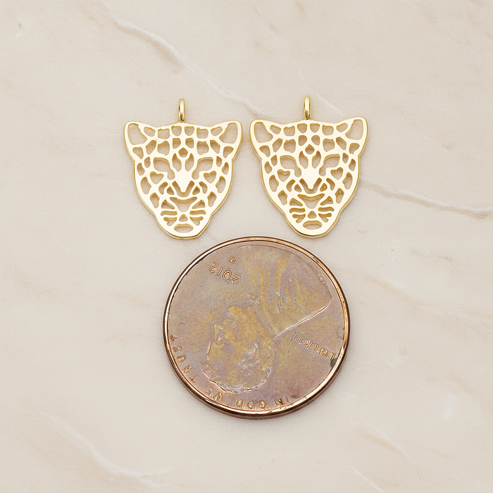 Leopard Mask Pendant, 2 Pc on warm marble background (PD.1369)