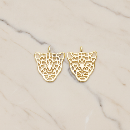 Leopard Mask Pendant, 2 Pc on warm marble background (PD.1369)