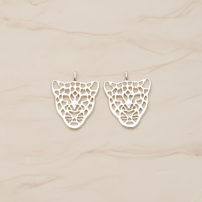 Leopard Mask Pendant, 2 Pc on warm marble background (PD.1369)