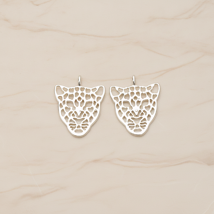Leopard Mask Pendant, 2 Pc on warm marble background (PD.1369)