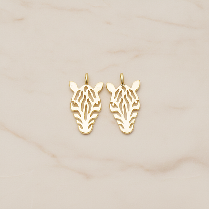 Zebra Mask Pendant, 2 Pc on warm marble background (PD.1370)