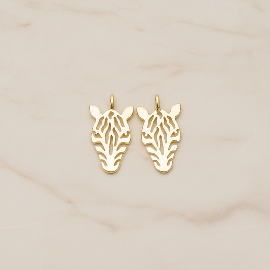 Zebra Mask Pendant, 2 Pc on warm marble background (PD.1370)