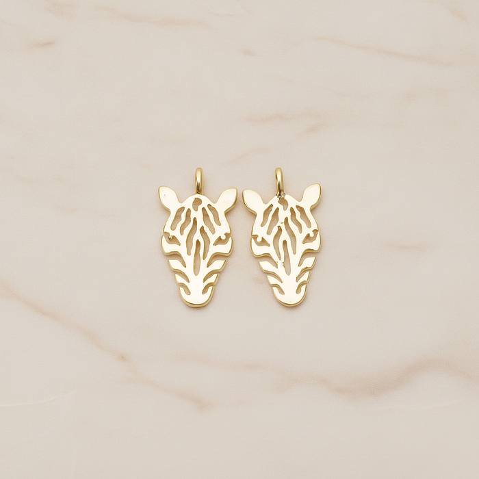 Zebra Mask Pendant, 2 Pc on warm marble background (PD.1370)