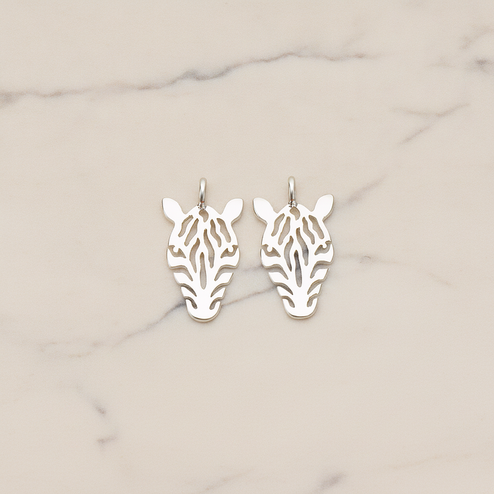 Zebra Mask Pendant, 2 Pc on warm marble background (PD.1370)