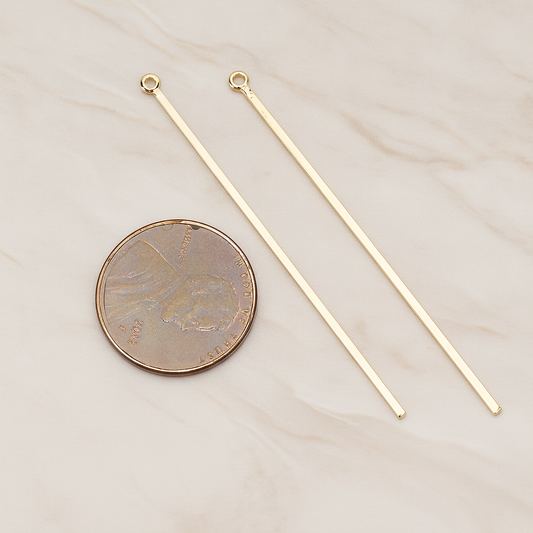 Flat Skinny Long Bar Pendant, 2 Pc on warm marble background (PD.1391)