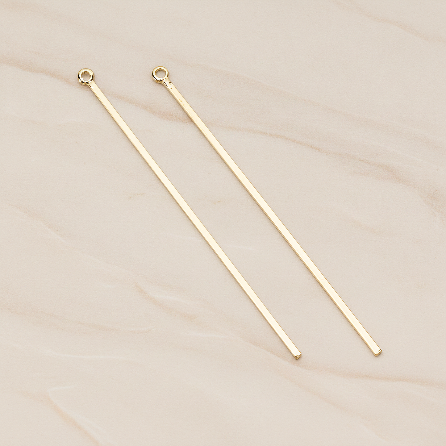 Flat Skinny Long Bar Pendant, 2 Pc on warm marble background (PD.1391)