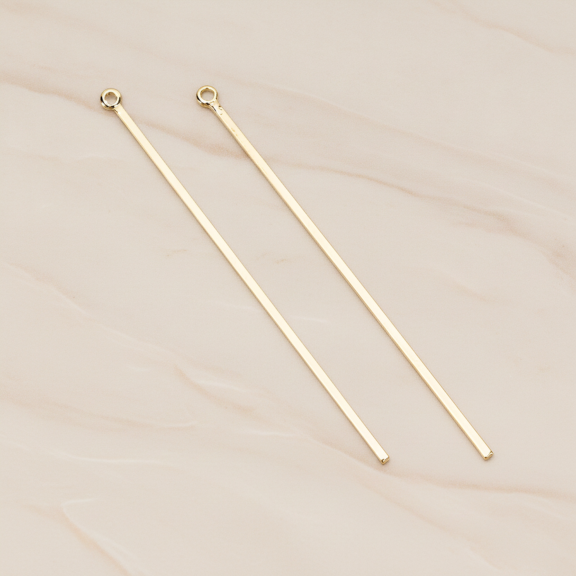 Flat Skinny Long Bar Pendant, 2 Pc on warm marble background (PD.1391)
