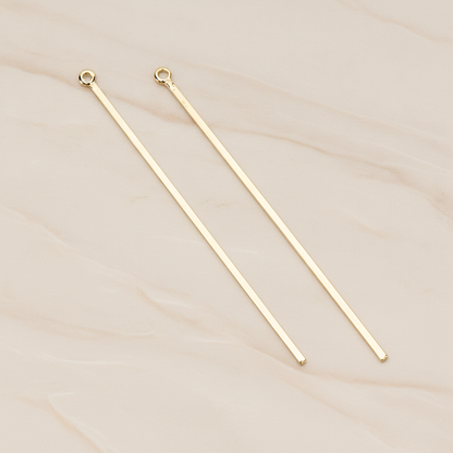 Flat Skinny Long Bar Pendant, 2 Pc on warm marble background (PD.1391)