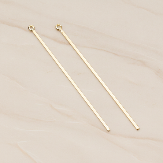 Flat Skinny Long Bar Pendant, 2 Pc on warm marble background (PD.1391)