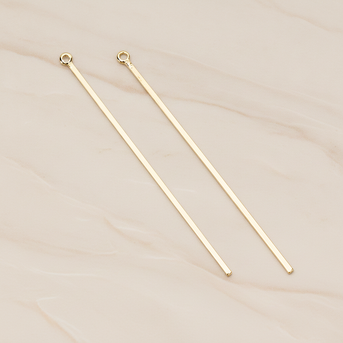 Flat Skinny Long Bar Pendant, 2 Pc on warm marble background (PD.1391)