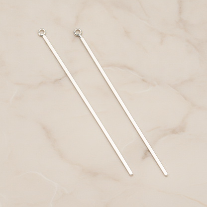 Flat Skinny Long Bar Pendant, 2 Pc on warm marble background (PD.1391)