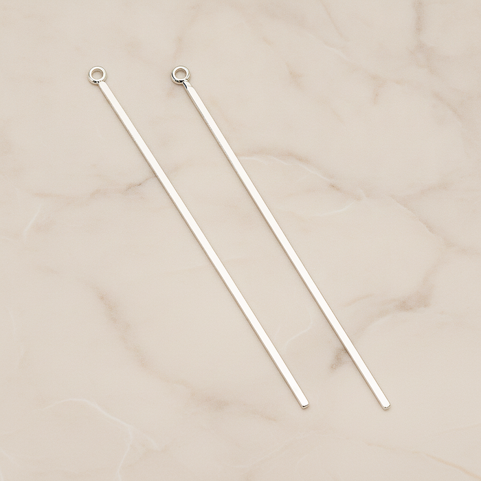 Flat Skinny Long Bar Pendant, 2 Pc on warm marble background (PD.1391)