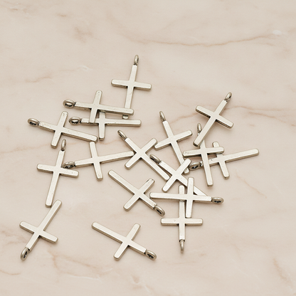 Simple Crosse with Loop Pendant, 2 Pc on warm marble background (PD.1398)