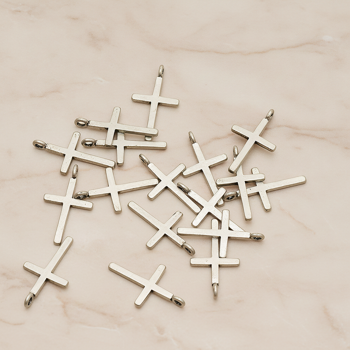 Simple Crosse with Loop Pendant, 2 Pc on warm marble background (PD.1398)