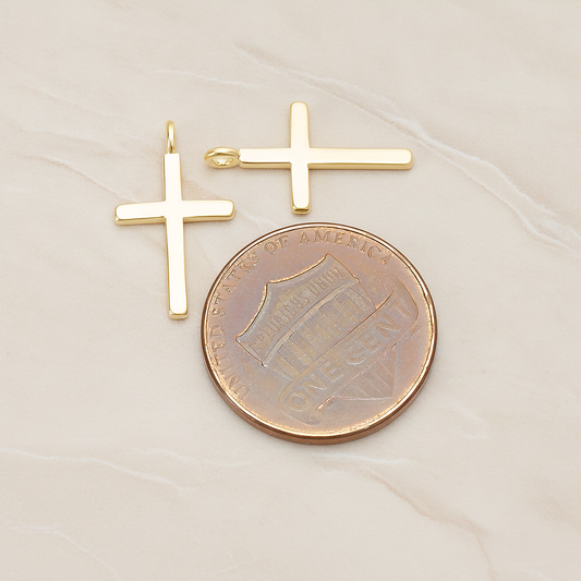 Simple Crosse with Loop Pendant, 2 Pc on warm marble background (PD.1398)