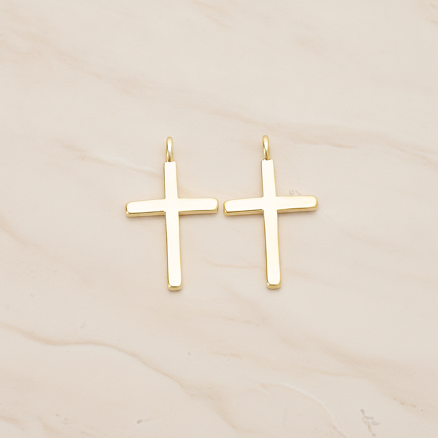 Simple Crosse with Loop Pendant, 2 Pc on warm marble background (PD.1398)