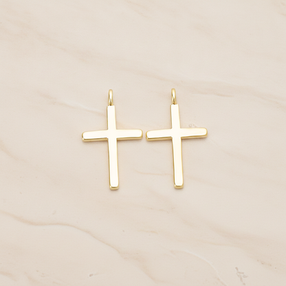 Simple Crosse with Loop Pendant, 2 Pc on warm marble background (PD.1398)
