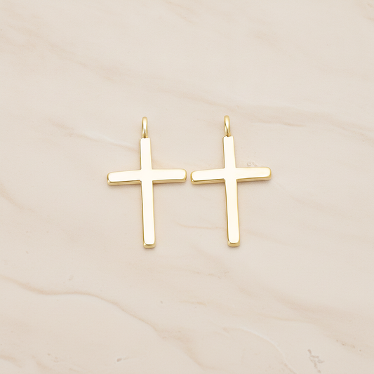 Simple Crosse with Loop Pendant, 2 Pc on warm marble background (PD.1398)
