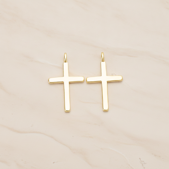 Simple Crosse with Loop Pendant, 2 Pc on warm marble background (PD.1398)