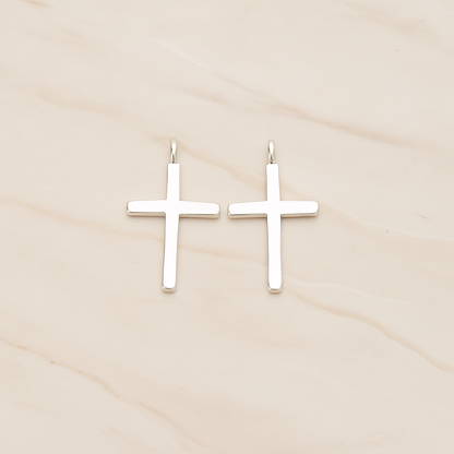 Simple Crosse with Loop Pendant, 2 Pc on warm marble background (PD.1398)