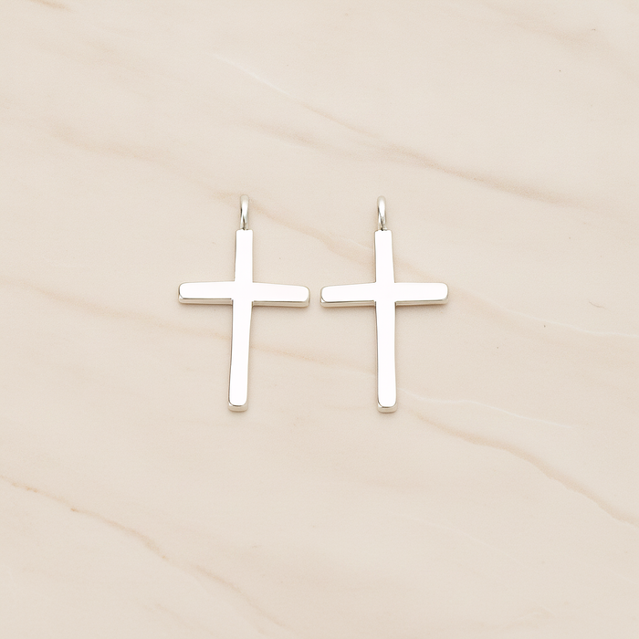 Simple Crosse with Loop Pendant, 2 Pc on warm marble background (PD.1398)