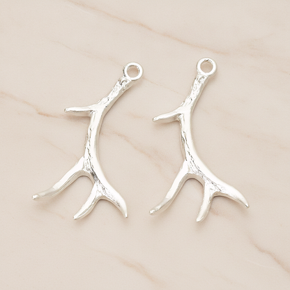 Deer Moose Antler Pendant, 2 Pc on warm marble background (PD.1402)