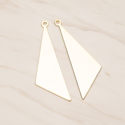 Simple Flat Metal Pad Triangle Pendant, 2 Pc on warm marble background (PD.1419)