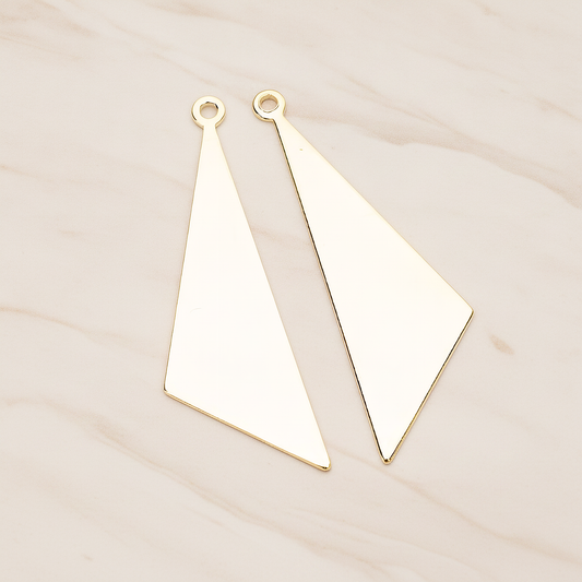 Simple Flat Metal Pad Triangle Pendant, 2 Pc on warm marble background (PD.1419)