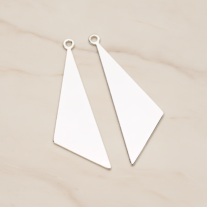 Simple Flat Metal Pad Triangle Pendant, 2 Pc on warm marble background (PD.1419)