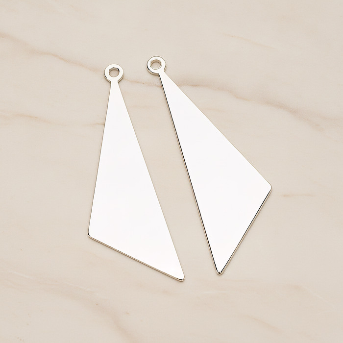 Simple Flat Metal Pad Triangle Pendant, 2 Pc on warm marble background (PD.1419)