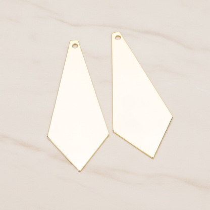 Simple Flat Metal Pad Diamond Shape Pendant, 2 Pc on warm marble background (PD.1420)