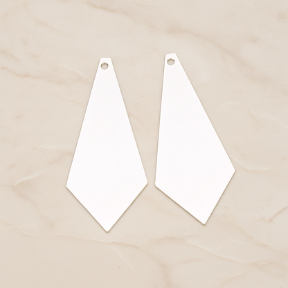 Simple Flat Metal Pad Diamond Shape Pendant, 2 Pc on warm marble background (PD.1420)