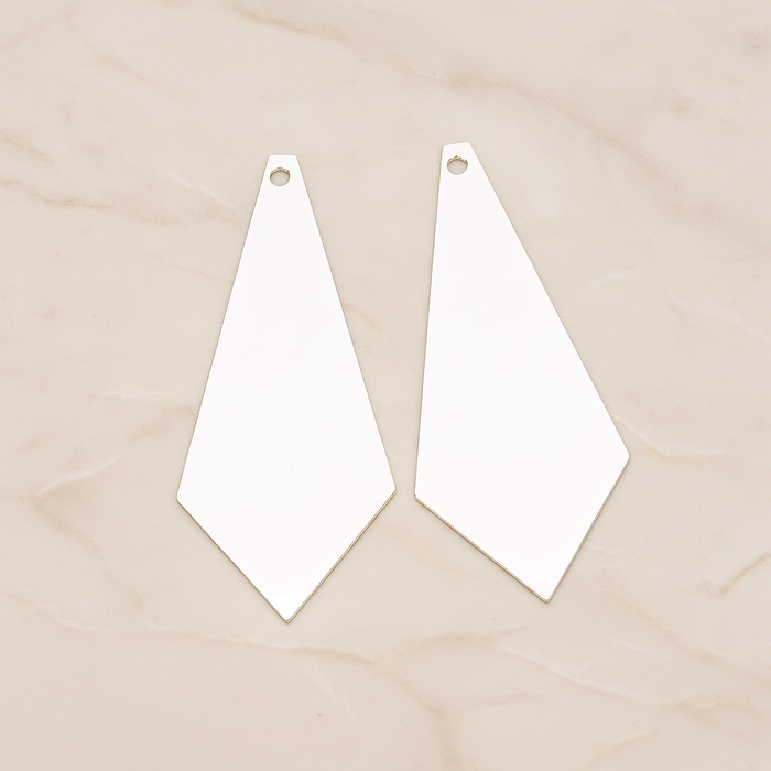 Simple Flat Metal Pad Diamond Shape Pendant, 2 Pc on warm marble background (PD.1420)