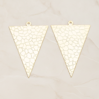 Leopard Pattern Leather Texture Triangle Pendant, 2 Pc on warm marble background (PD.1421)