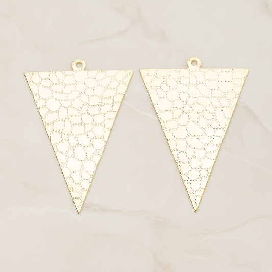 Leopard Pattern Leather Texture Triangle Pendant, 2 Pc on warm marble background (PD.1421)