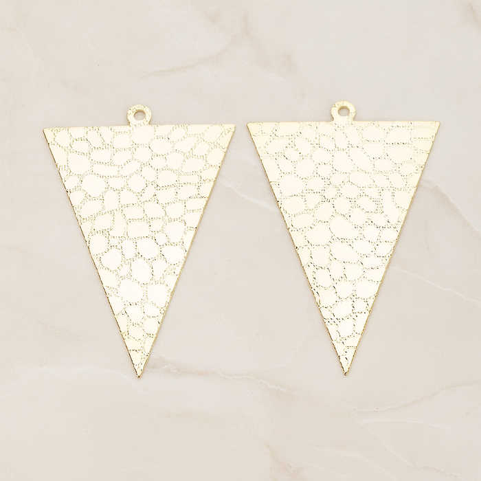 Leopard Pattern Leather Texture Triangle Pendant, 2 Pc on warm marble background (PD.1421)