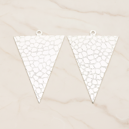 Leopard Pattern Leather Texture Triangle Pendant, 2 Pc on warm marble background (PD.1421)