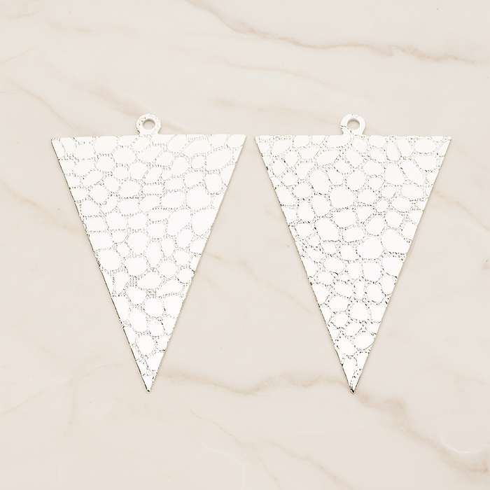 Leopard Pattern Leather Texture Triangle Pendant, 2 Pc on warm marble background (PD.1421)