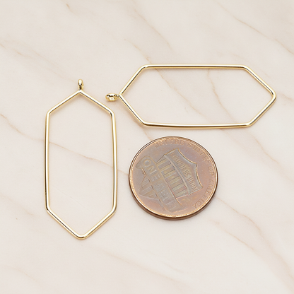 Long Hexagon Link Frame Pendant, 2 Pc on warm marble background (PD.1424)
