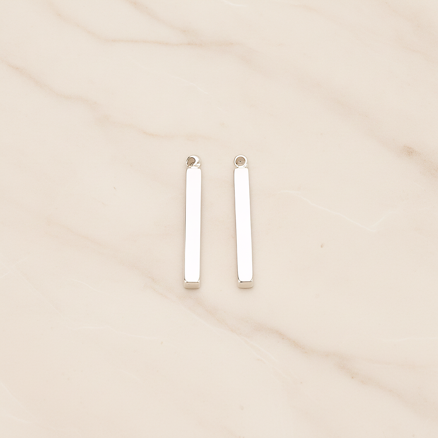 18mm Mini Squre Cube Vertical Bar Pendant, 2 Pc on warm marble background (PD.1431)