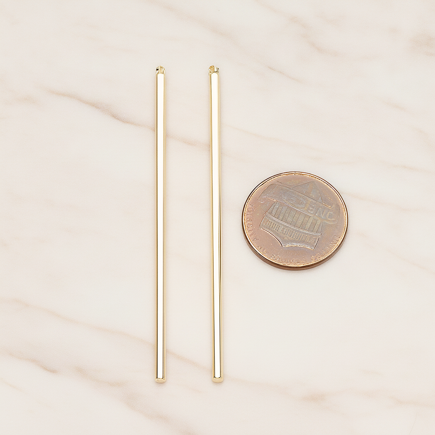 62mm Round Tube Vertical Bar Pendant, 2 Pc on warm marble background (PD.1432-02)