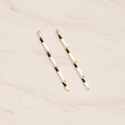 42mm Simple Twisted Vertical Bar Pendant, 2 Pc on warm marble background (PD.1433-01)
