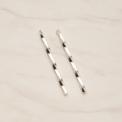 42mm Simple Twisted Vertical Bar Pendant, 2 Pc on warm marble background (PD.1433-01)